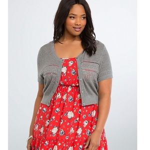 Torrid Light Grey Short Sleeve Knit Cardigan sz 4x